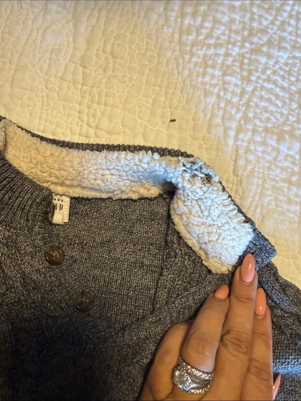 GAP Gray Cable-Knit Sherpa-Lined Baby Bunting